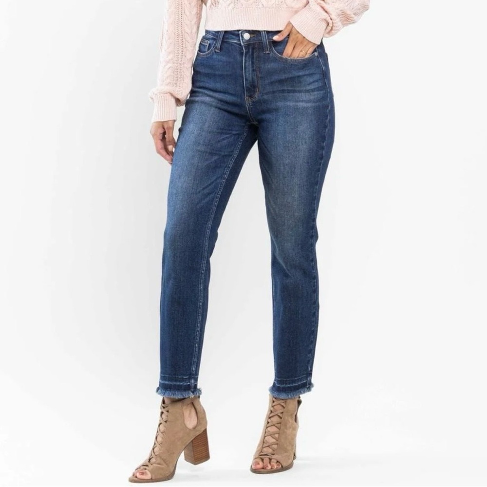 JUDY BLUE High Waist Release Hem Slim Fit Blue Jeans 28